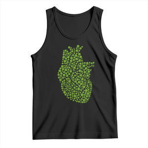 Lucky Shamrocks Heart Tank Top Anatomical Anatomy St Patrick's Day TS02 Black Print Your Wear