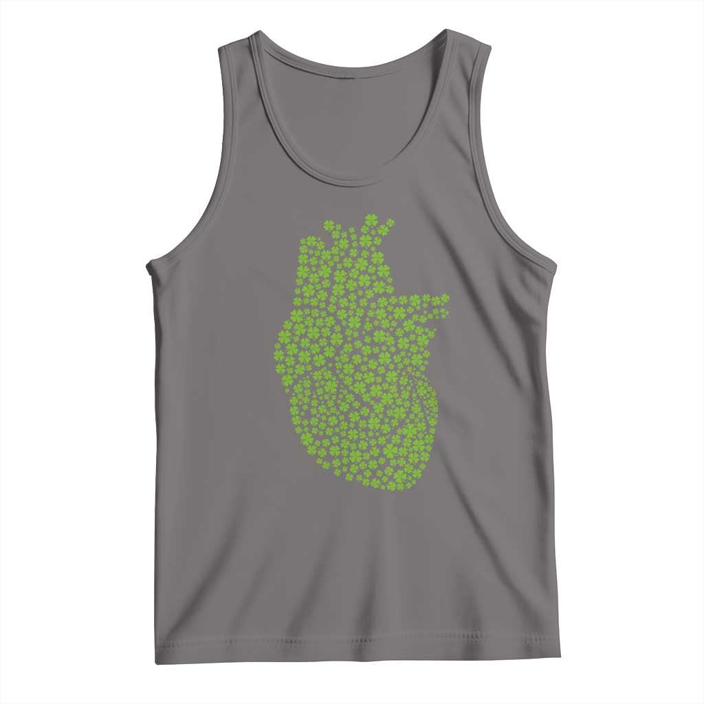Lucky Shamrocks Heart Tank Top Anatomical Anatomy St Patrick's Day TS02 Deep Heather Print Your Wear