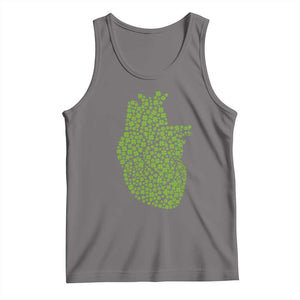 Lucky Shamrocks Heart Tank Top Anatomical Anatomy St Patrick's Day TS02 Deep Heather Print Your Wear