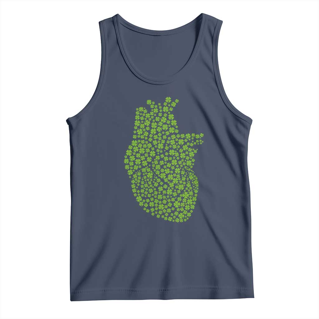 Lucky Shamrocks Heart Tank Top Anatomical Anatomy St Patrick's Day TS02 Navy Print Your Wear
