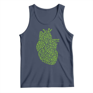 Lucky Shamrocks Heart Tank Top Anatomical Anatomy St Patrick's Day TS02 Navy Print Your Wear