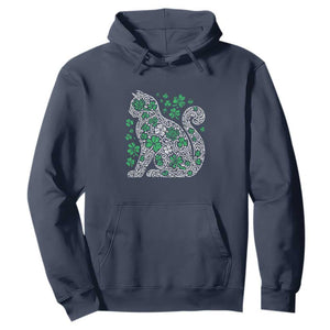 Irish Shamrock Cat Graphic Hoodie Saint Patrick Day for Cat Lovers TS02 Navy Print Your Wear