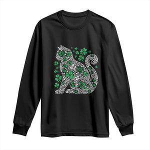 Irish Shamrock Cat Graphic Long Sleeve Shirt Saint Patrick Day for Cat Lovers TS02 Black Print Your Wear