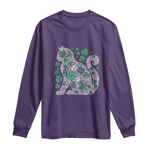 Irish Shamrock Cat Graphic Long Sleeve Shirt Saint Patrick Day for Cat Lovers TS02 Purple Print Your Wear