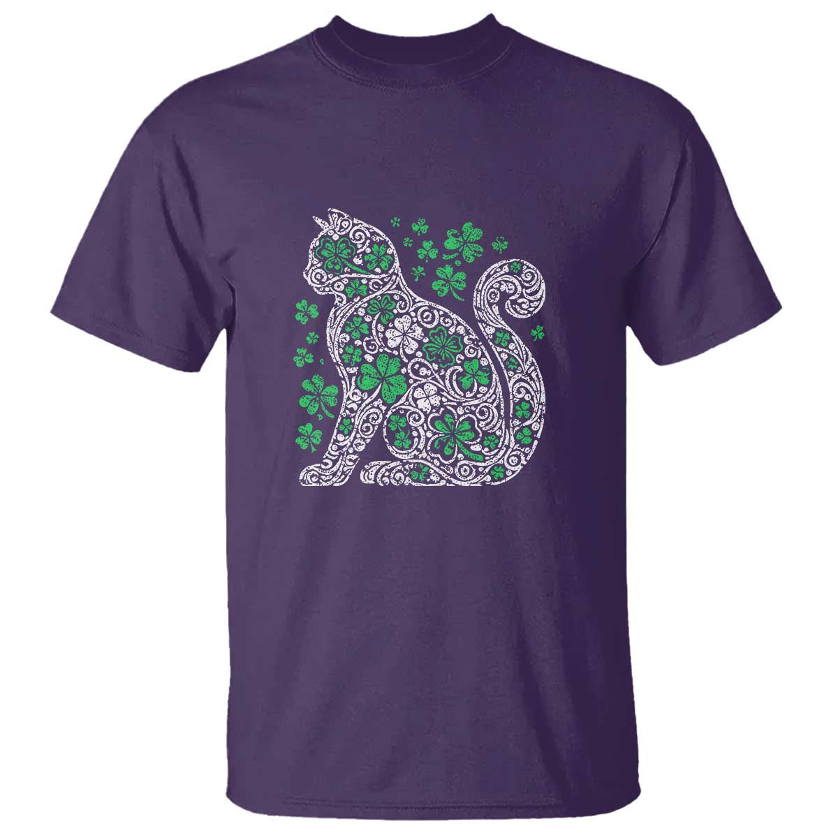 Irish Shamrock Cat Graphic T Shirt Saint Patrick Day for Cat Lovers TS02 Purple Print Your Wear
