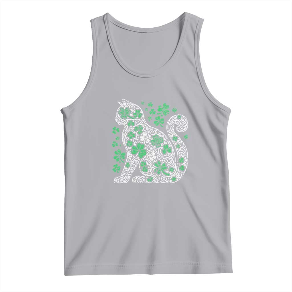 Irish Shamrock Cat Graphic Tank Top Saint Patrick Day for Cat Lovers TS02 Athletic Heather Print Your Wear