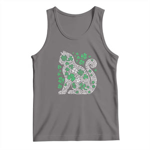 Irish Shamrock Cat Graphic Tank Top Saint Patrick Day for Cat Lovers TS02 Deep Heather Print Your Wear