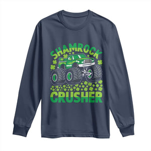 Funny Shamrock Crusher Monster Truck Long Sleeve Shirt Happy St Patricks Day Boys TS02 Navy Print Your Wear