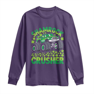 Funny Shamrock Crusher Monster Truck Long Sleeve Shirt Happy St Patricks Day Boys TS02 Purple Print Your Wear