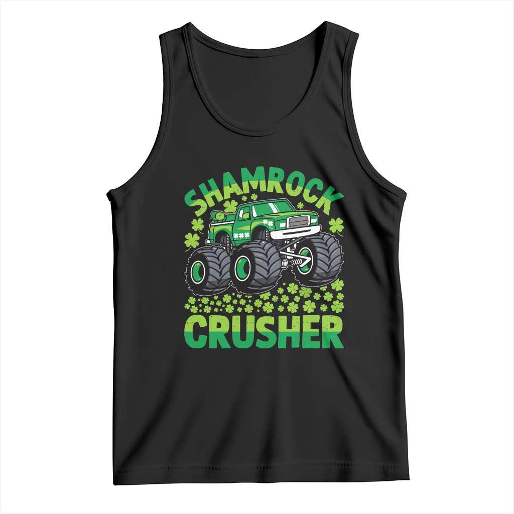 Funny Shamrock Crusher Monster Truck Tank Top Happy St Patricks Day Boys TS02 Black Print Your Wear