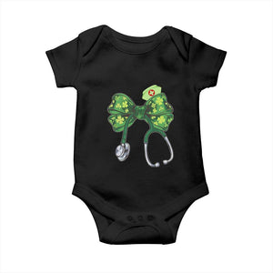 Shamrock Coquette Bow Stethoscope Baby Onesie Registered Nurse Nursing St Patricks Day TS02 Black Print Your Wear