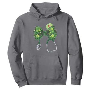 Shamrock Coquette Bow Stethoscope Hoodie Registered Nurse Nursing St Patricks Day TS02 Charcoal Print Your Wear