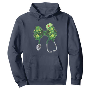 Shamrock Coquette Bow Stethoscope Hoodie Registered Nurse Nursing St Patricks Day TS02 Navy Print Your Wear