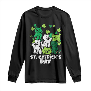 Cute St Catricks Day Long Sleeve Shirt St Patricks Cats Saint Pattys Cat Lover TS02 Black Print Your Wear