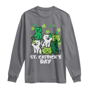 Cute St Catricks Day Long Sleeve Shirt St Patricks Cats Saint Pattys Cat Lover TS02 Charcoal Print Your Wear