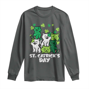 Cute St Catricks Day Long Sleeve Shirt St Patricks Cats Saint Pattys Cat Lover TS02 Dark Heather Print Your Wear