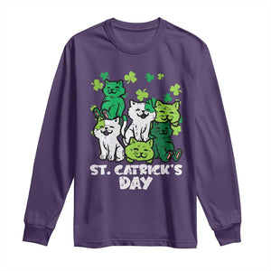 Cute St Catricks Day Long Sleeve Shirt St Patricks Cats Saint Pattys Cat Lover TS02 Purple Print Your Wear