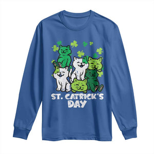 Cute St Catricks Day Long Sleeve Shirt St Patricks Cats Saint Pattys Cat Lover TS02 Royal Blue Print Your Wear