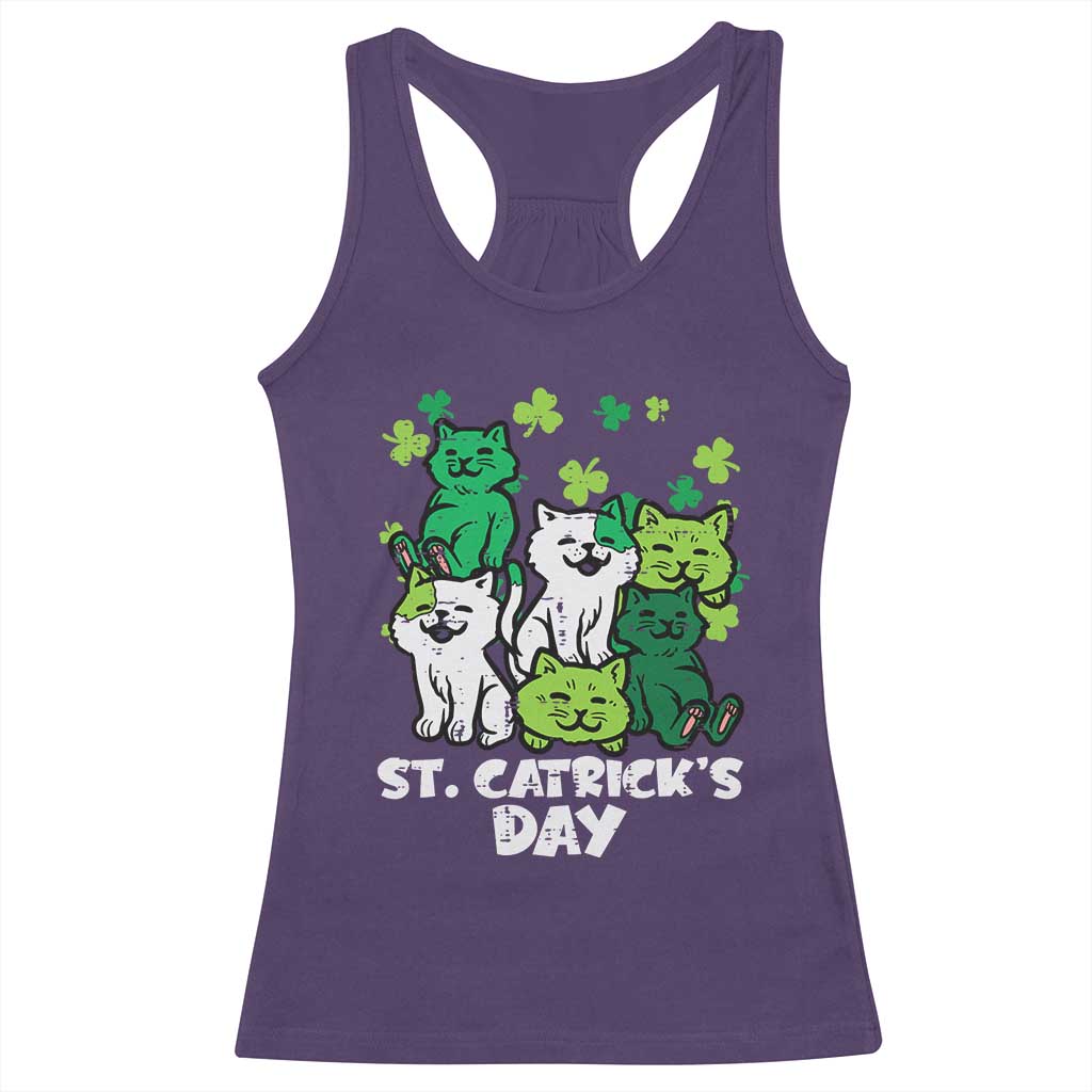 Cute St Catricks Day Racerback Tank Top St Patricks Cats Saint Pattys Cat Lover TS02 Purple Print Your Wear