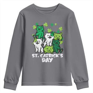 Cute St Catricks Day Youth Sweatshirt St Patricks Cats Saint Pattys Cat Lover TS02 Charcoal Print Your Wear