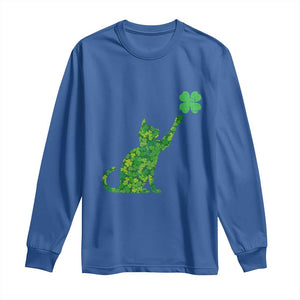 St Patricks Day Shamrock Cat Long Sleeve Shirt Saint Pattys Cats Lover TS02 Royal Blue Print Your Wear