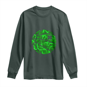 Lucky Shamrock Basketball Long Sleeve Shirt Clover Irish St Patrick's Day Sport Lover TS02 Dark Forest Green Print Your Wear