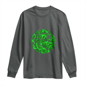 Lucky Shamrock Basketball Long Sleeve Shirt Clover Irish St Patrick's Day Sport Lover TS02 Dark Heather Print Your Wear