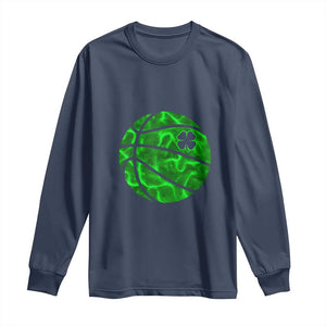 Lucky Shamrock Basketball Long Sleeve Shirt Clover Irish St Patrick's Day Sport Lover TS02 Navy Print Your Wear