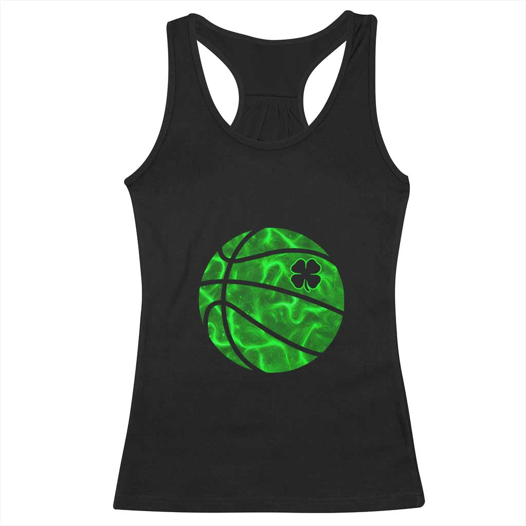 Lucky Shamrock Basketball Racerback Tank Top Clover Irish St Patrick's Day Sport Lover TS02 Black Print Your Wear