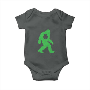 St Patricks Day Bigfoot Baby Onesie Sasquatch Lucky Shamrock TS02 Dark Heather Print Your Wear