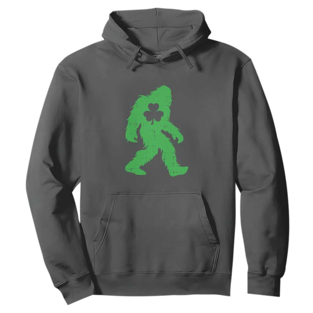 St Patricks Day Bigfoot Hoodie Sasquatch Lucky Shamrock TS02 Dark Heather Print Your Wear