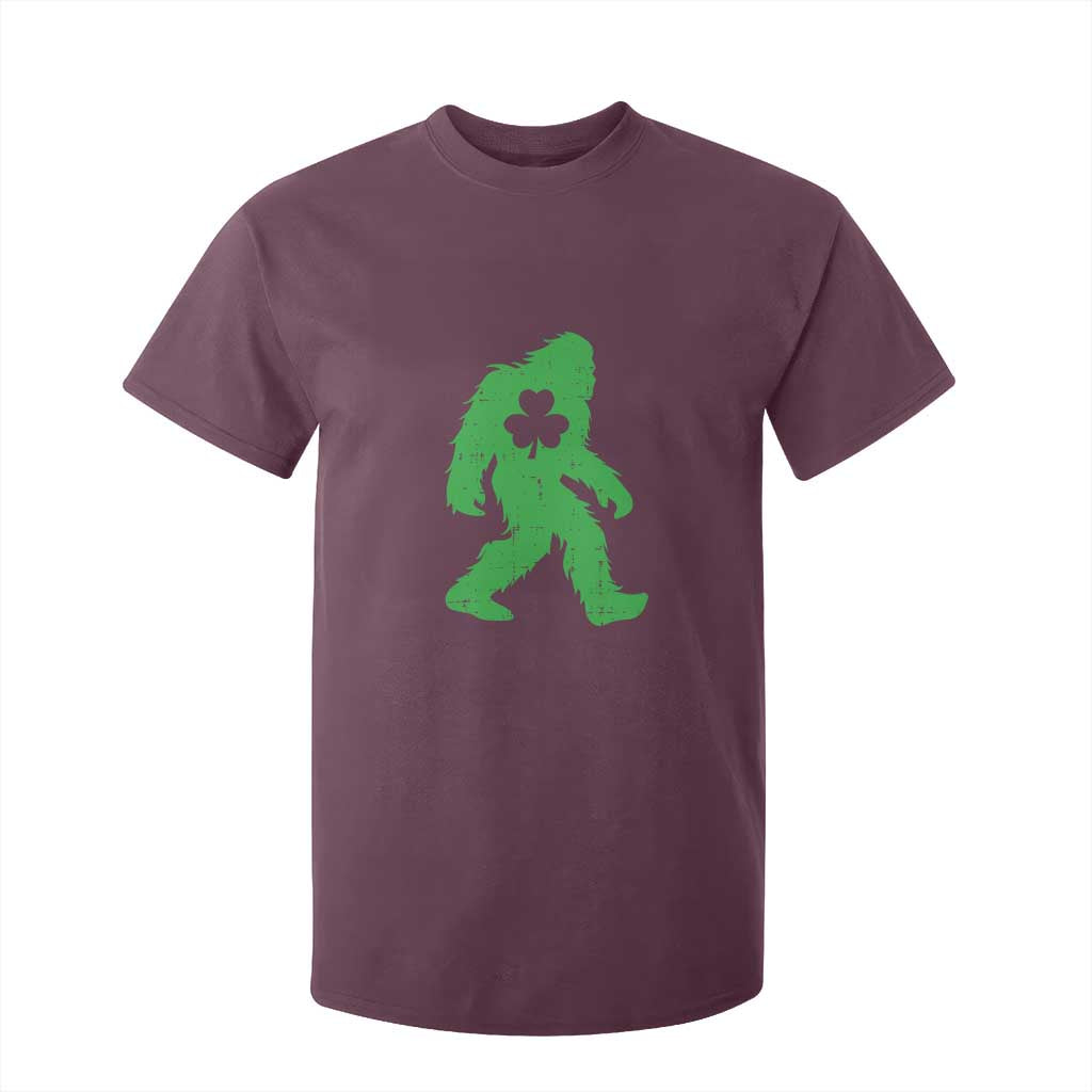St Patricks Day Bigfoot T Shirt For Kid Sasquatch Lucky Shamrock TS02 Maroon Print Your Wear