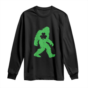 St Patricks Day Bigfoot Long Sleeve Shirt Sasquatch Lucky Shamrock TS02 Black Print Your Wear