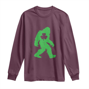 St Patricks Day Bigfoot Long Sleeve Shirt Sasquatch Lucky Shamrock TS02 Maroon Print Your Wear