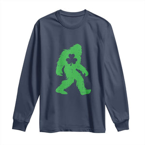 St Patricks Day Bigfoot Long Sleeve Shirt Sasquatch Lucky Shamrock TS02 Navy Print Your Wear