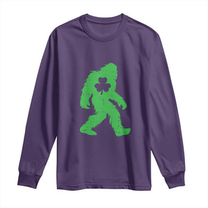 St Patricks Day Bigfoot Long Sleeve Shirt Sasquatch Lucky Shamrock TS02 Purple Print Your Wear