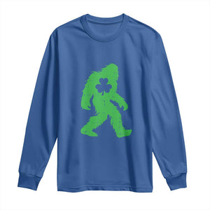 St Patricks Day Bigfoot Long Sleeve Shirt Sasquatch Lucky Shamrock TS02 Royal Blue Print Your Wear