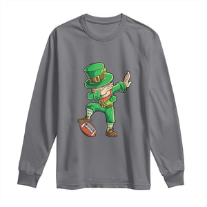 Dabbing Leprechaun Football Long Sleeve Shirt St Patricks Day Sports Lover TS02 Charcoal Print Your Wear