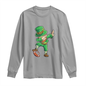 Dabbing Leprechaun Football Long Sleeve Shirt St Patricks Day Sports Lover TS02 Sport Gray Print Your Wear