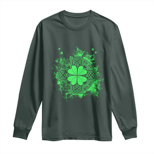 Celtic Knot Irish Shamrock Long Sleeve Shirt St Patricks Day TS02 Dark Forest Green Print Your Wear