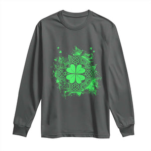 Celtic Knot Irish Shamrock Long Sleeve Shirt St Patricks Day TS02 Dark Heather Print Your Wear