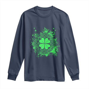 Celtic Knot Irish Shamrock Long Sleeve Shirt St Patricks Day TS02 Navy Print Your Wear