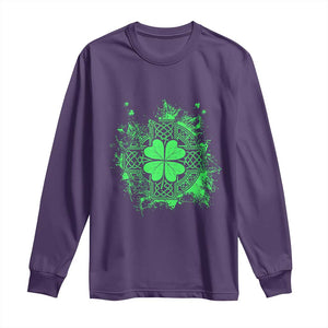 Celtic Knot Irish Shamrock Long Sleeve Shirt St Patricks Day TS02 Purple Print Your Wear