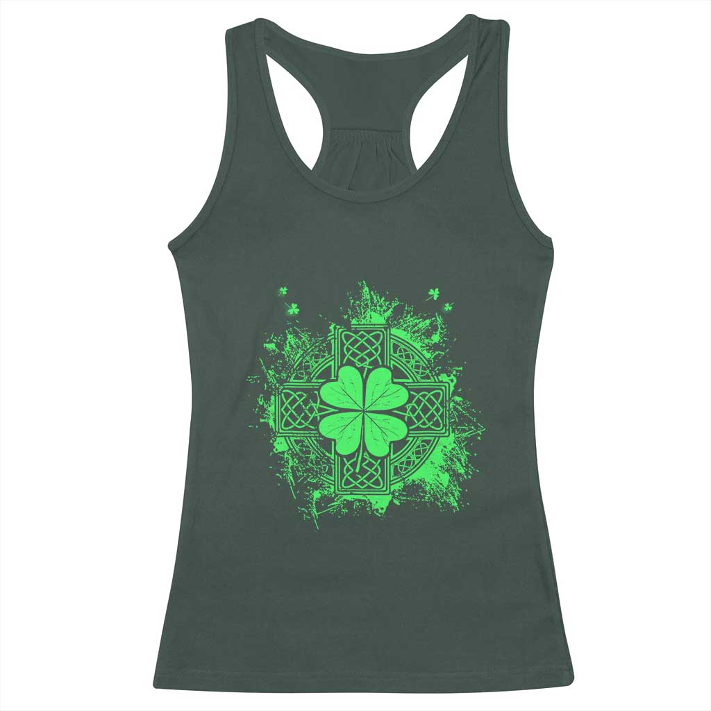Celtic Knot Irish Shamrock Racerback Tank Top St Patricks Day TS02 Dark Forest Green Print Your Wear