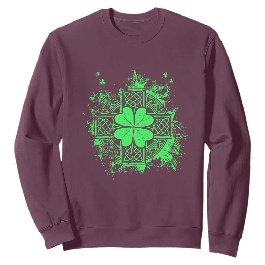 Celtic Knot Irish Shamrock Sweatshirt St Patricks Day TS02 Maroon Print Your Wear