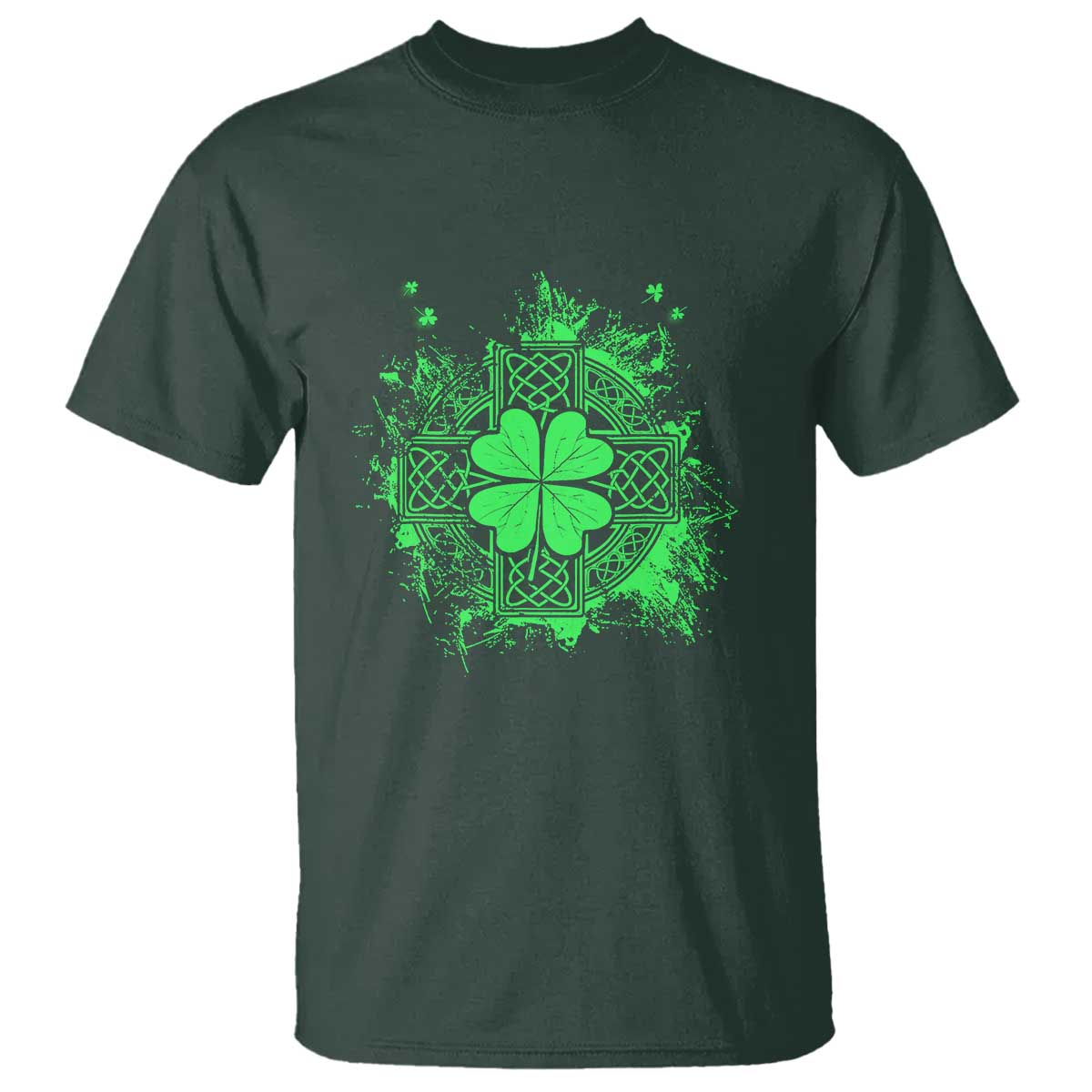Celtic Knot Irish Shamrock T Shirt St Patricks Day TS02 Dark Forest Green Print Your Wear