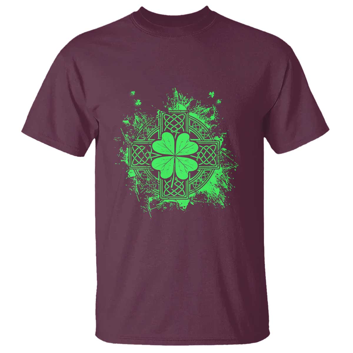 Celtic Knot Irish Shamrock T Shirt St Patricks Day TS02 Maroon Print Your Wear