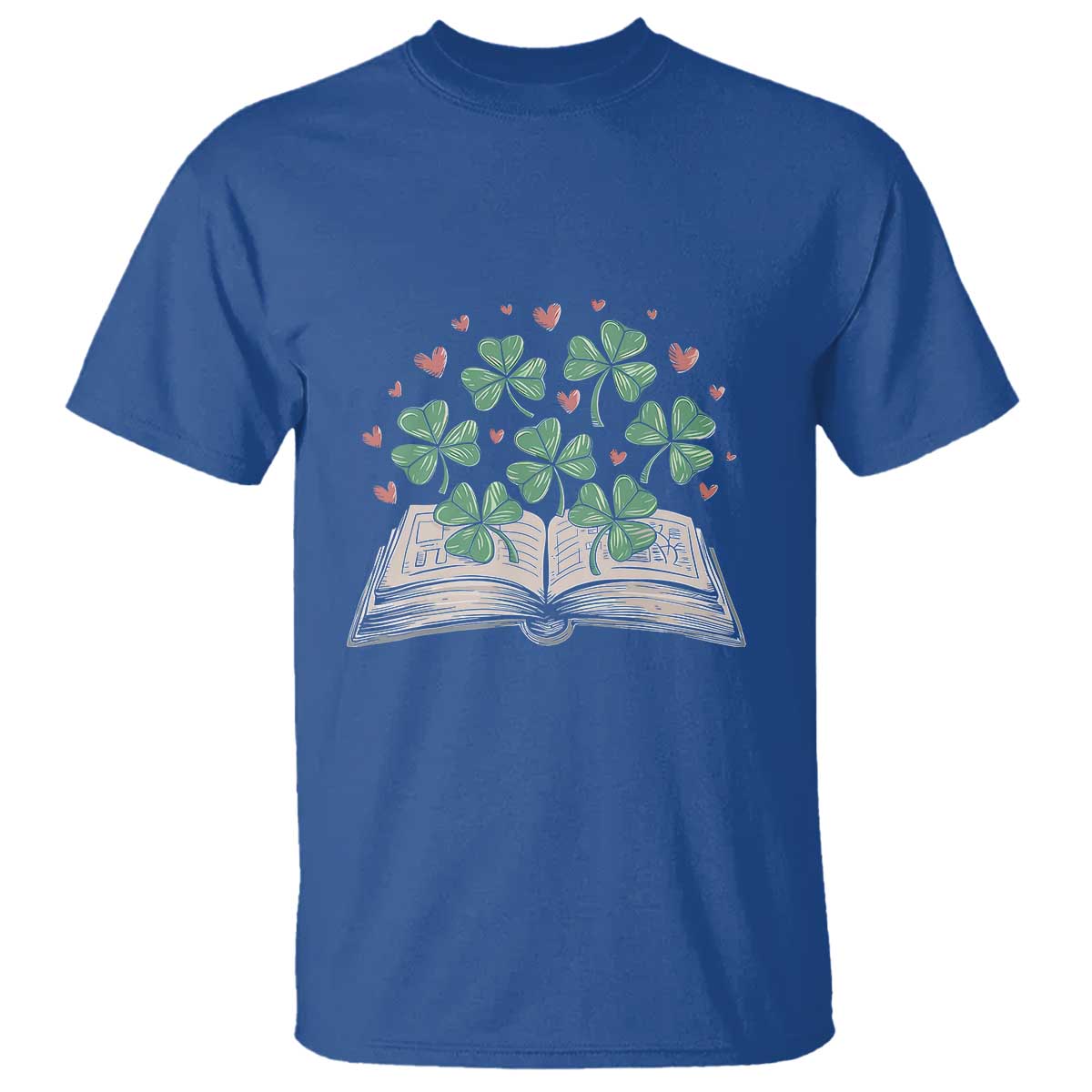St Patricks Day Book Lover T Shirt Librarian Core Lucky Shamrocks TS02 Royal Blue Print Your Wear