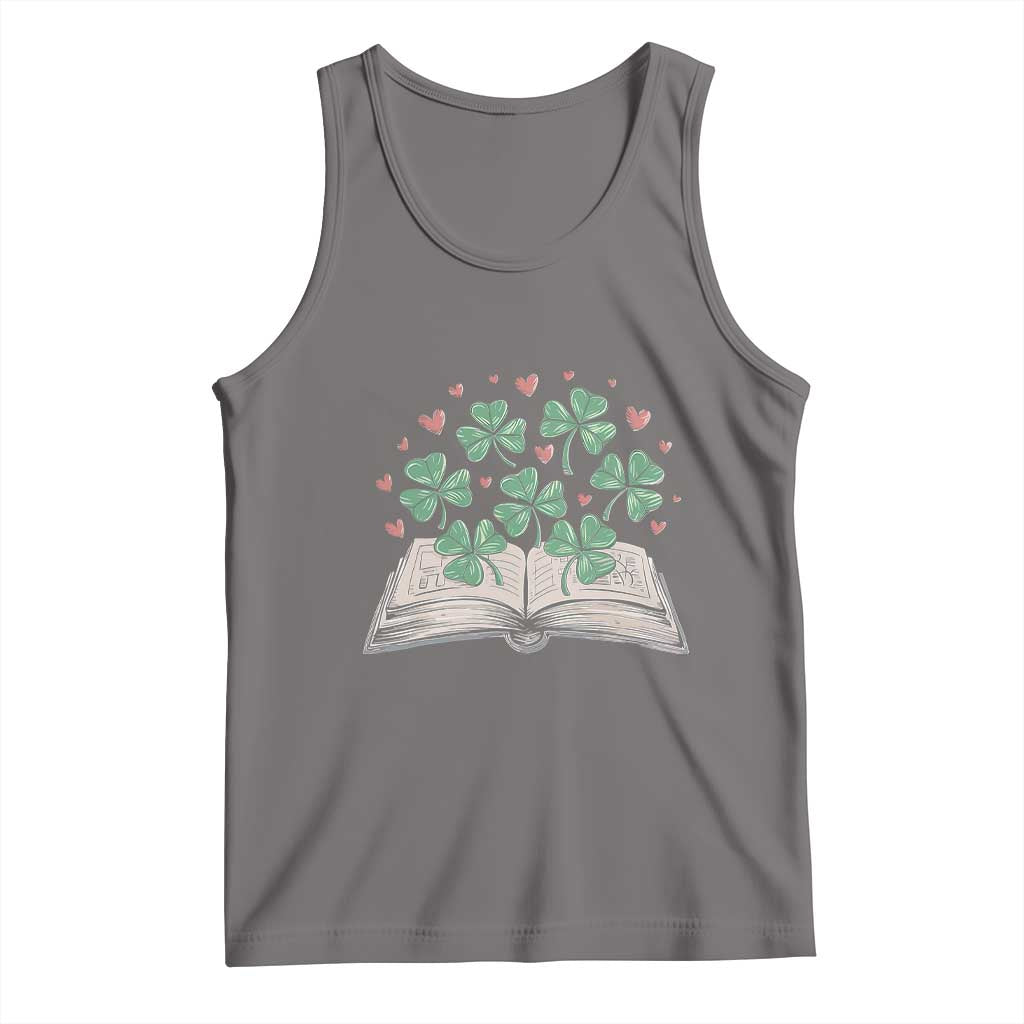 St Patricks Day Book Lover Tank Top Librarian Core Lucky Shamrocks TS02 Deep Heather Print Your Wear