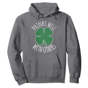 Funny St Patricks Day Drinking Hoodie Drinks Well With Others Drunk Beer Lucky Shamrock TS02 Charcoal Print Your Wear